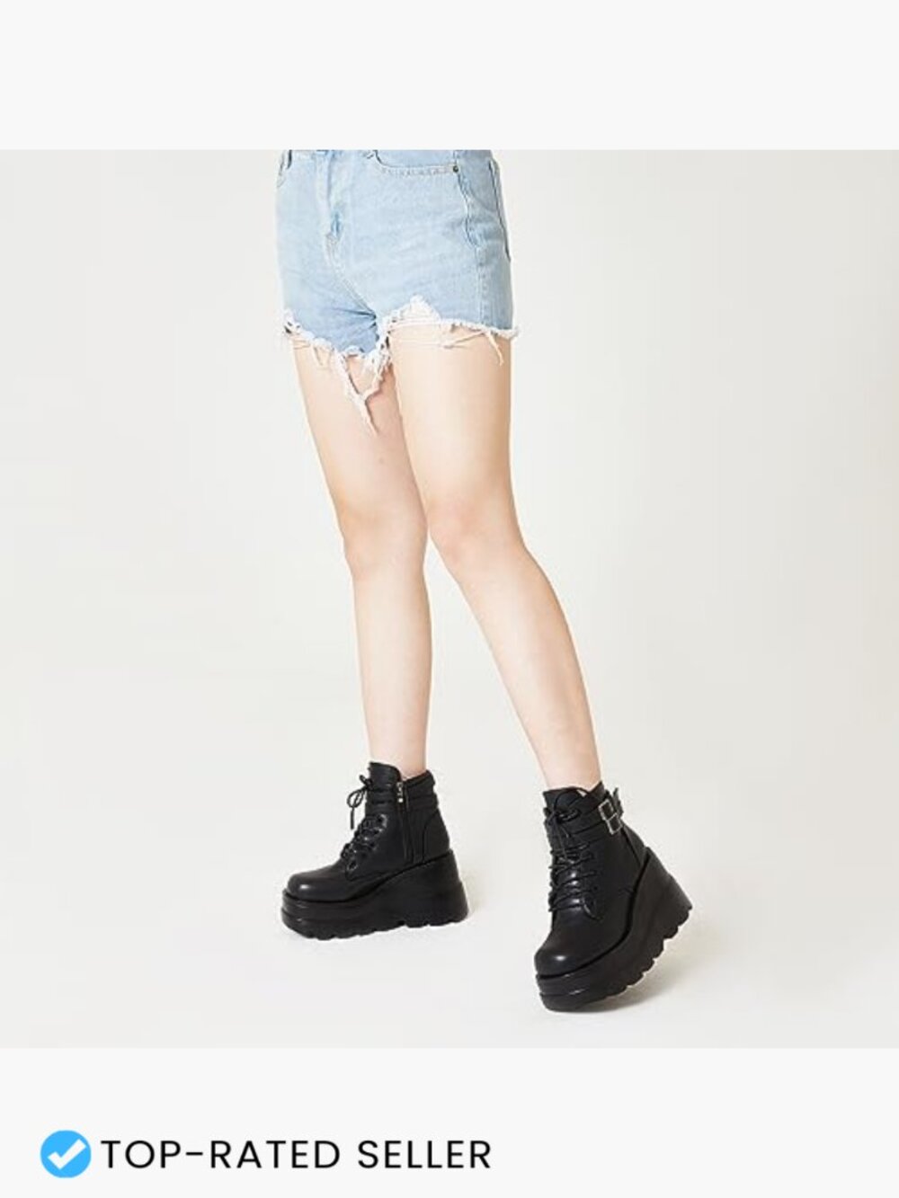 Chunky Platform Ankle Boots Lace Up Goth Combat Wedge Heel Bootie Y2K - Picture 6 of 7